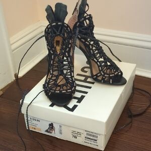 SCHUTZ Black High-Heeled Lace-Up Heels